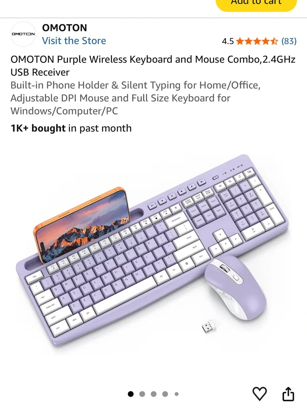 Purple Wireless Keyboard and Mouse Combo - 2.4GHz USB
